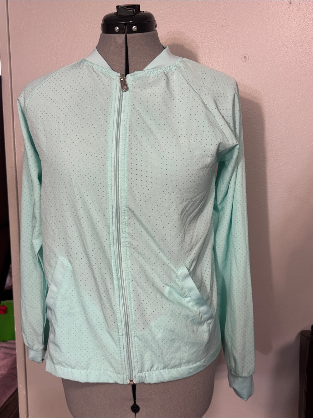 Adrienne Vittadini Mint Green Lightweight Zip Jacket